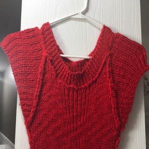 “Say what” sweater dress, red, small.